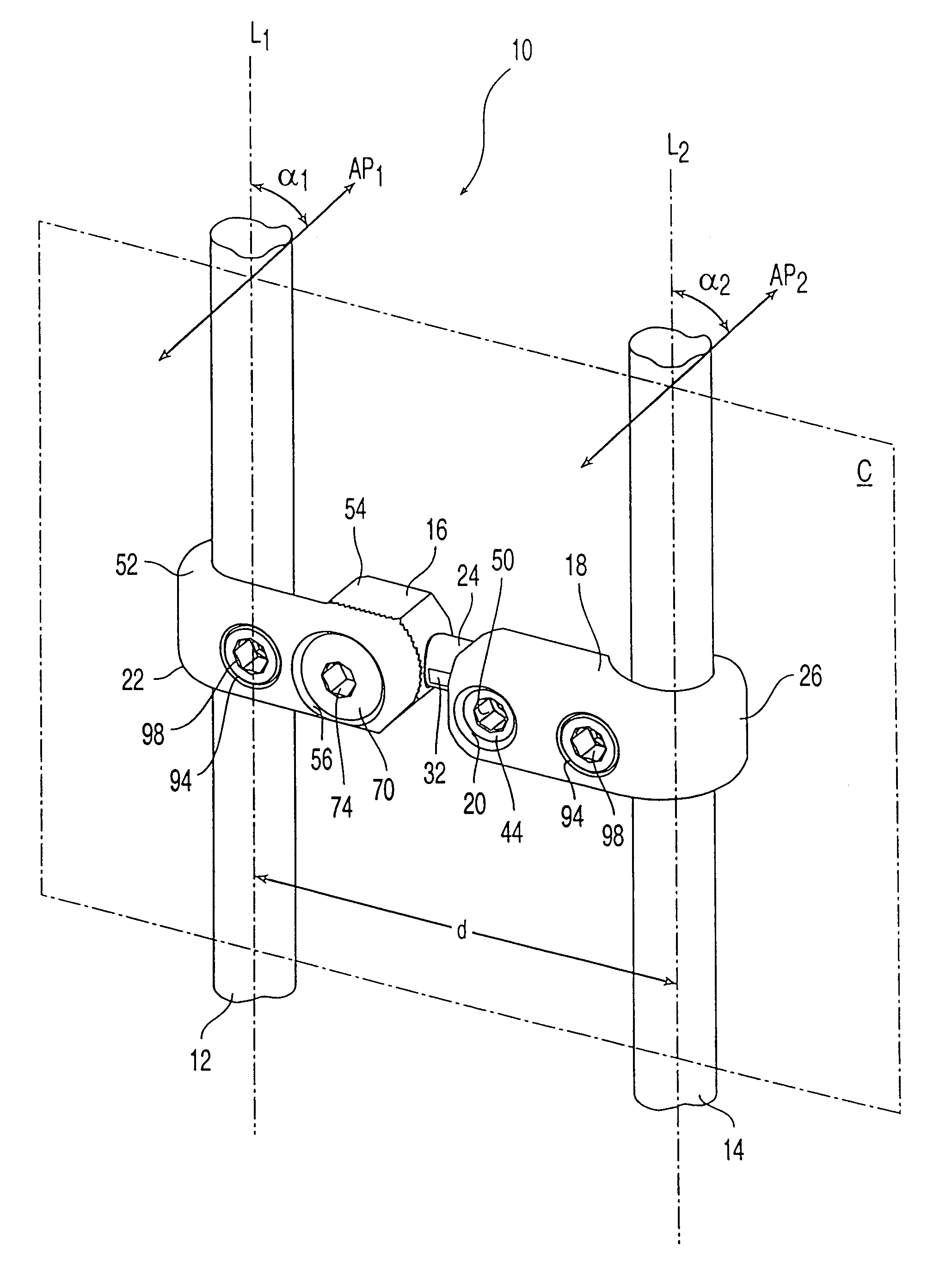 Transconnector for coupling spinal rods