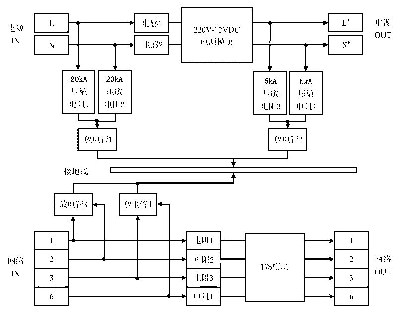 Two-in-one lightning arrester with voltage conversion function