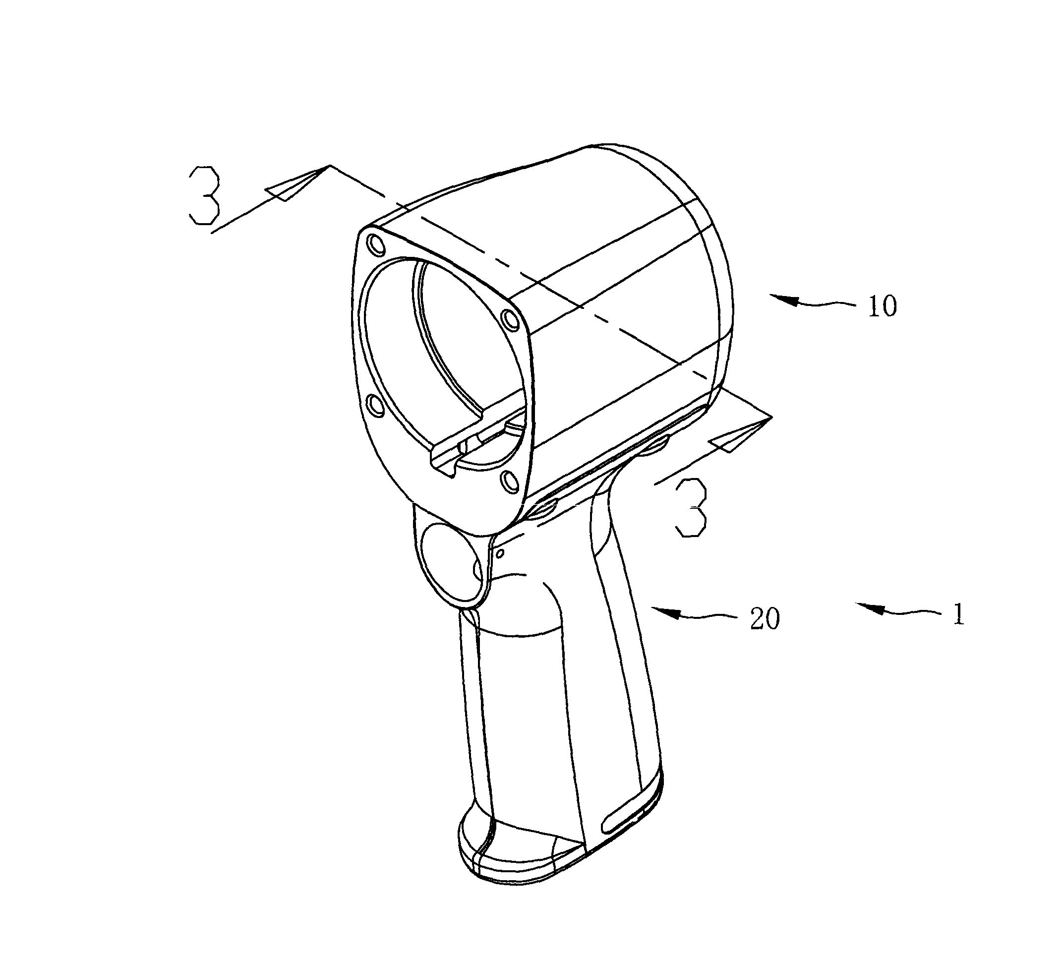 Pneumatic tool combining gun body and grab handle