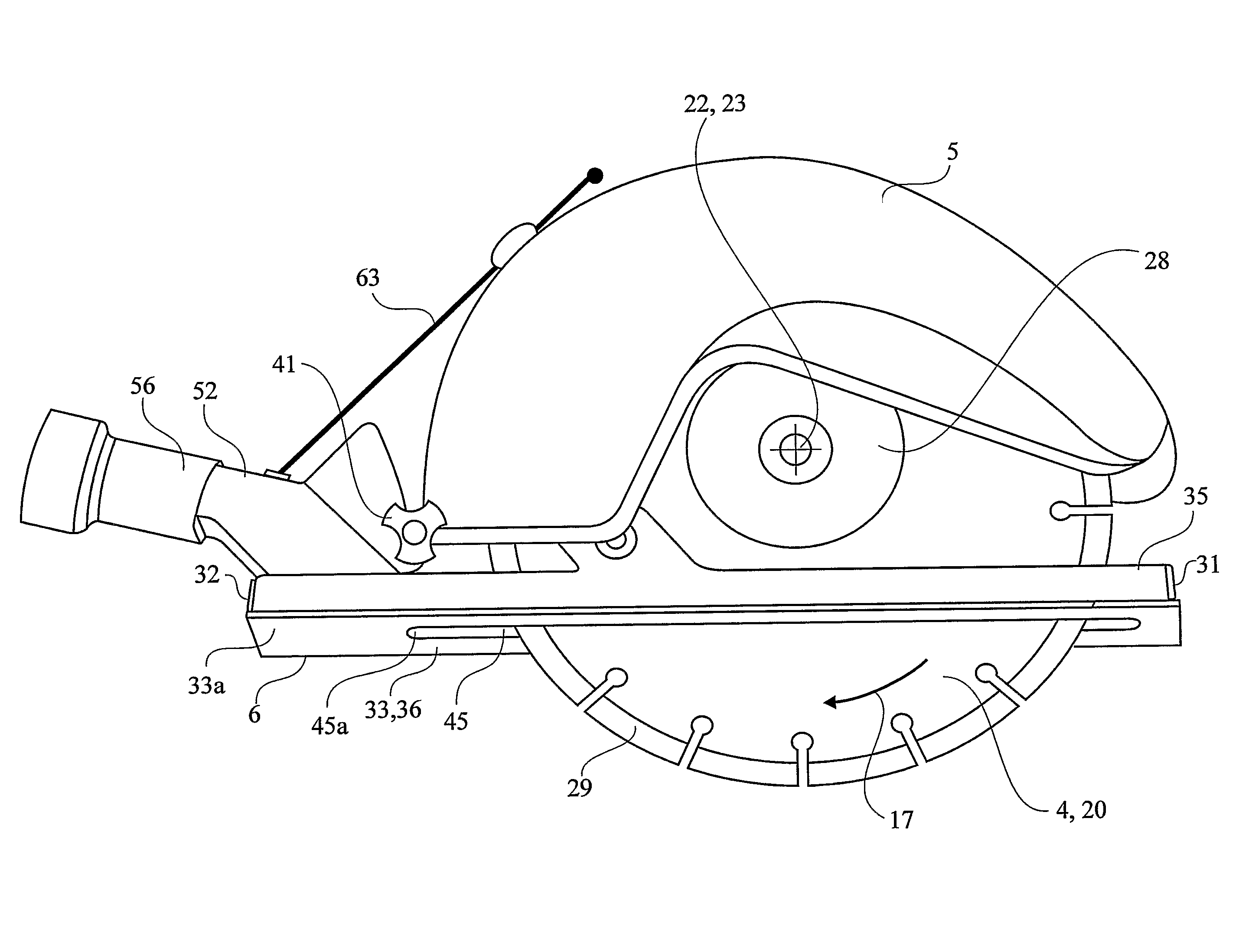 Cutting and dust collecting assembly and working machine with such assembly