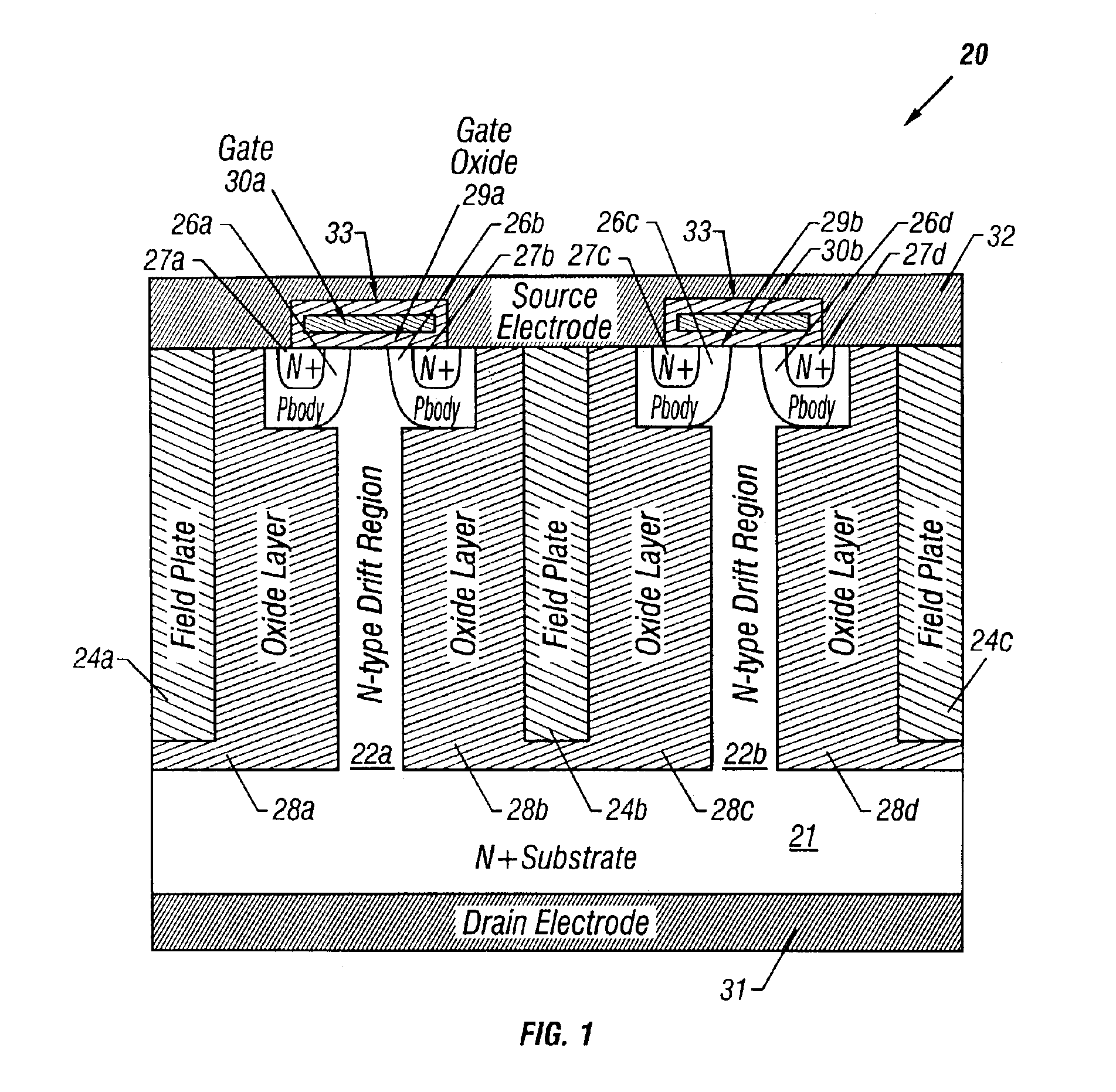High-voltage vertical transistor with a multi-layered extended drain structure