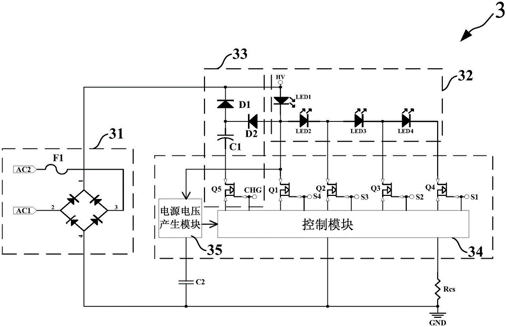 Piecewise linear LED driving circuit and method