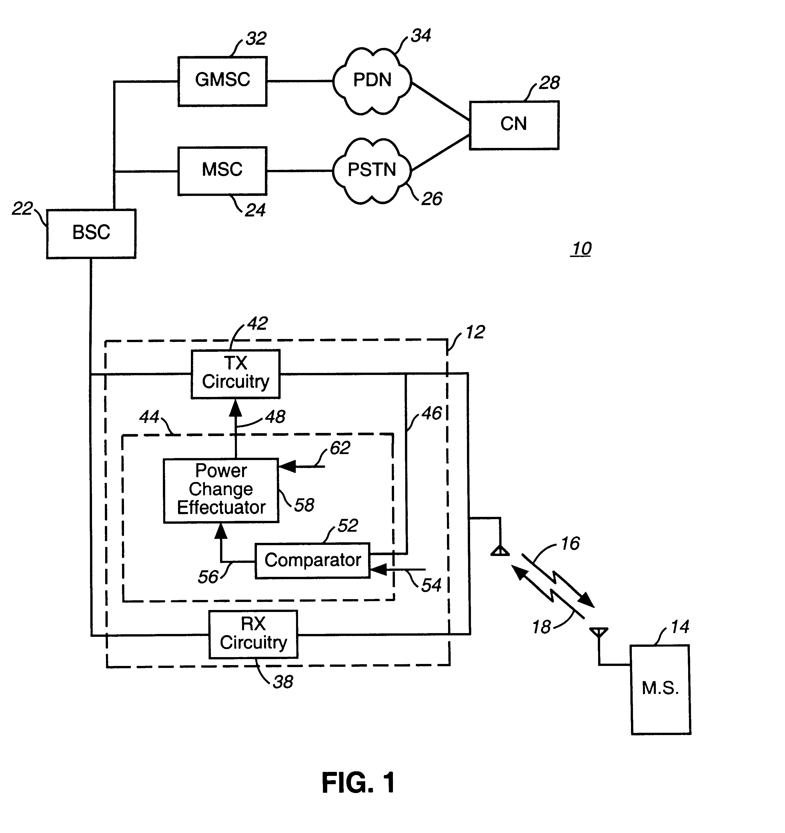 Power control apparatus, and associated method, for a sending station of a communication system