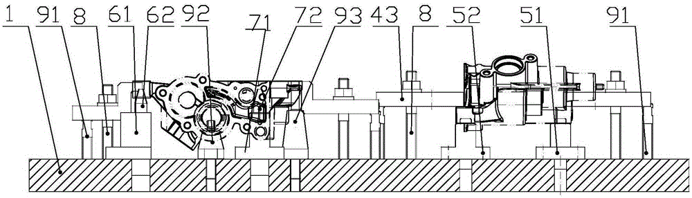 The clamping device used in the machining of the pump body of the variable variable oil pump