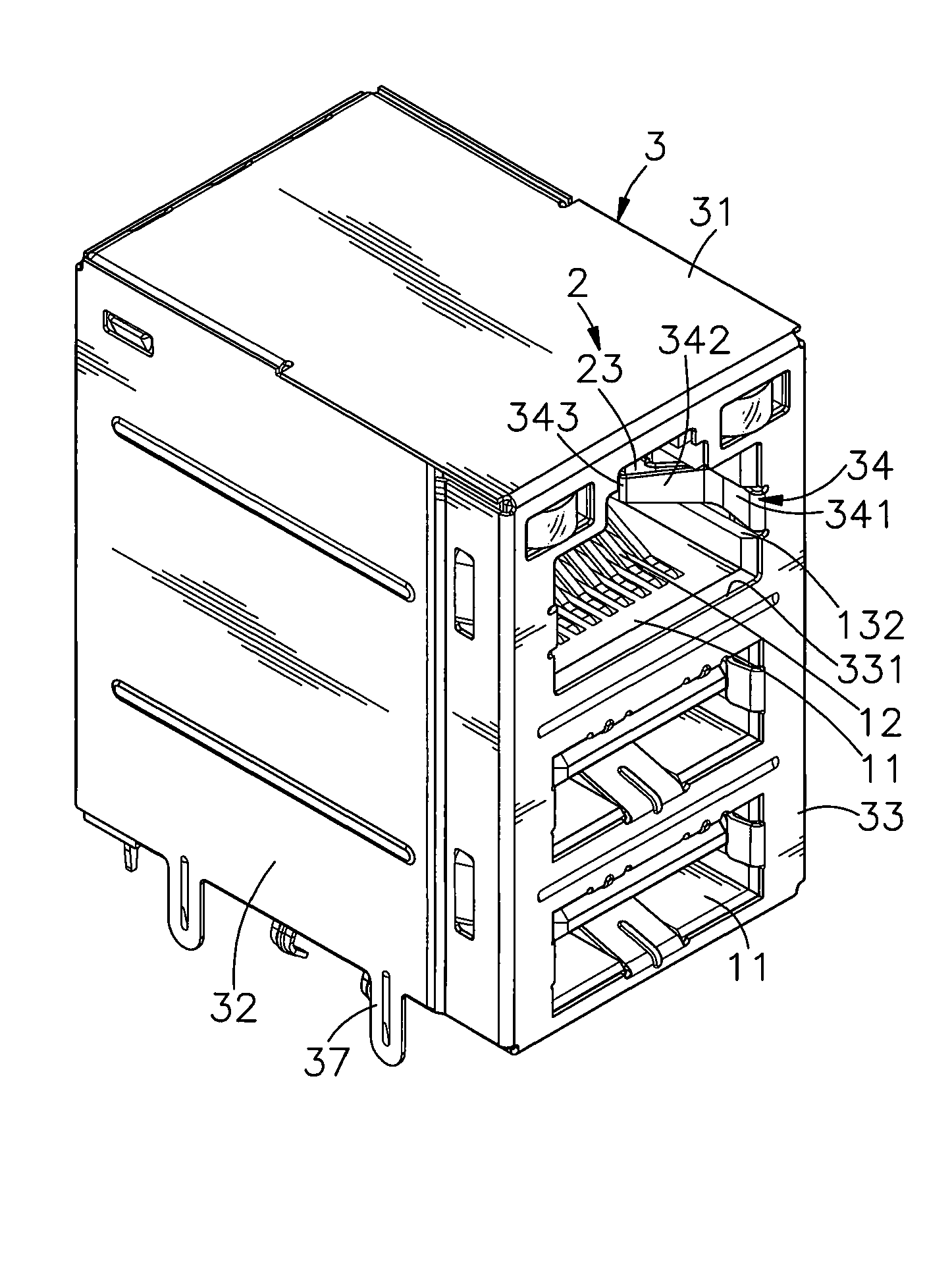 Connector insertion sensing structure