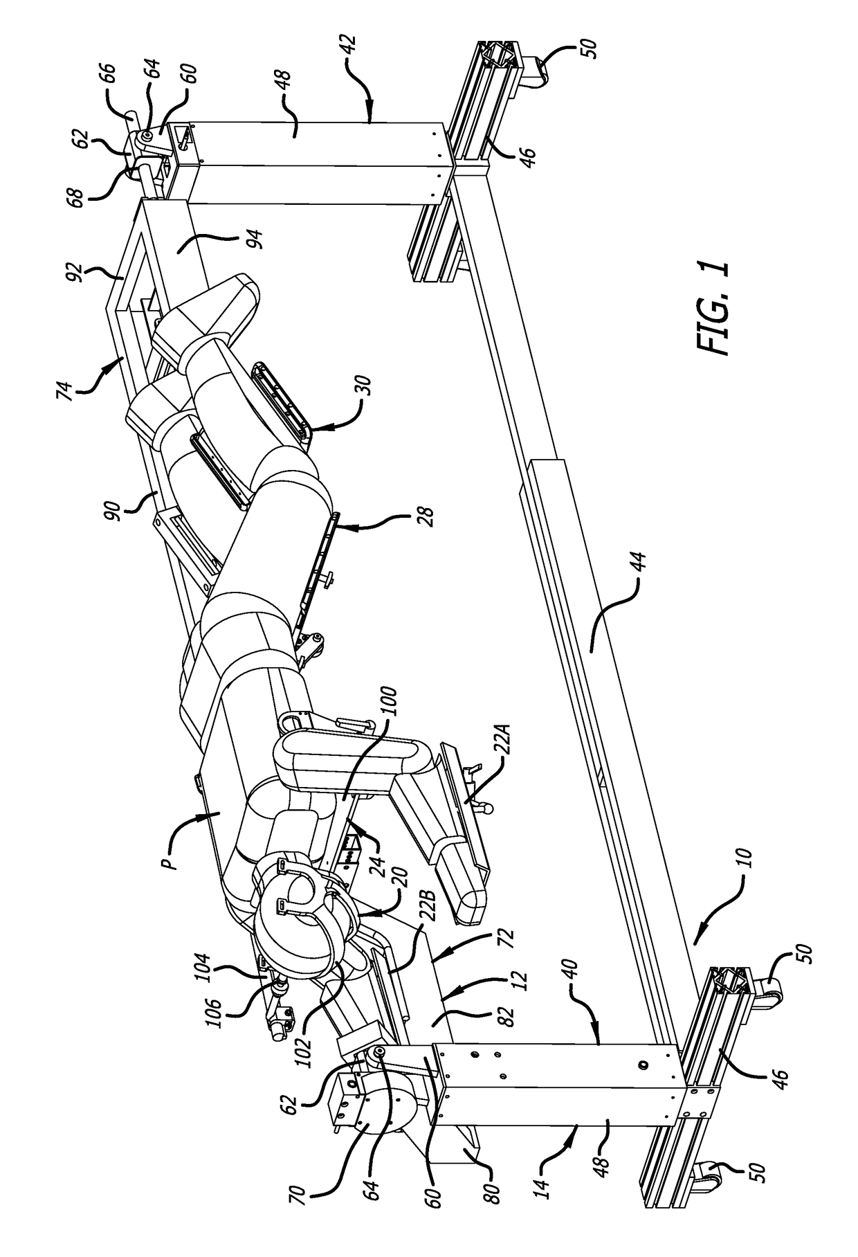 Surgical frame including main beam for facilitating patient access