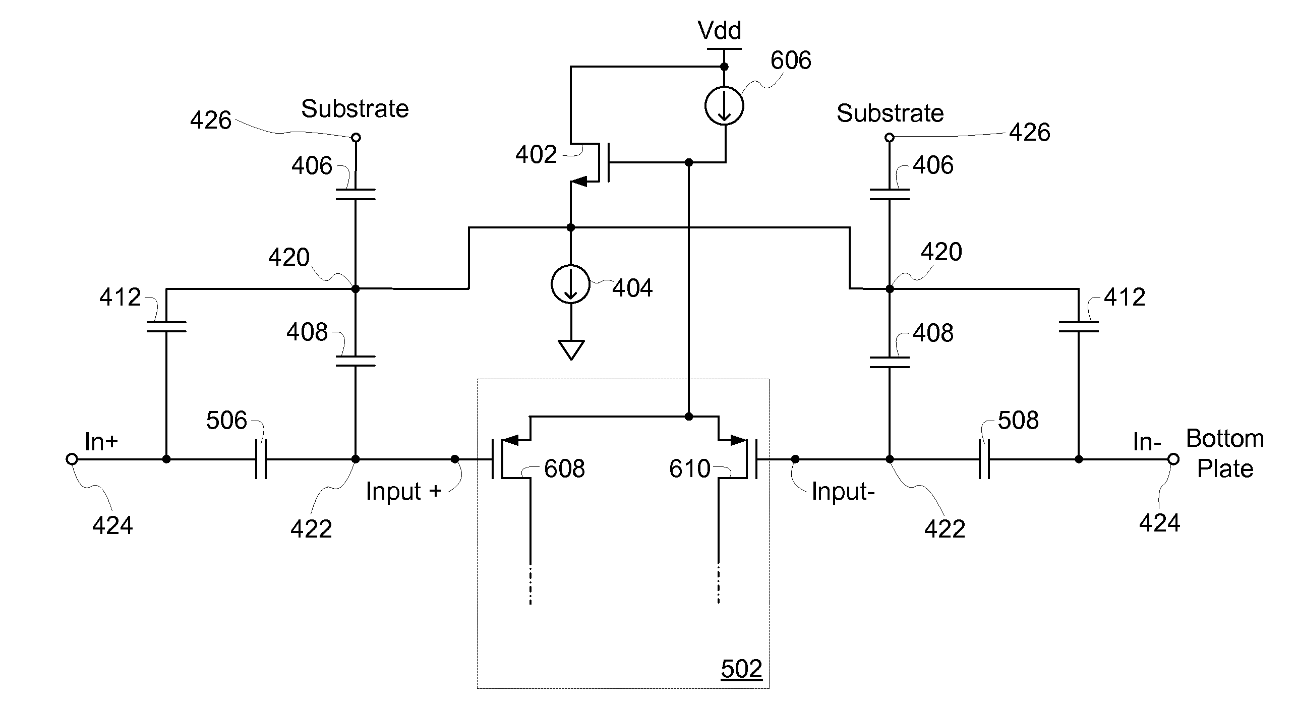 Fringe Capacitor Using Bootstrapped Non-Metal Layer