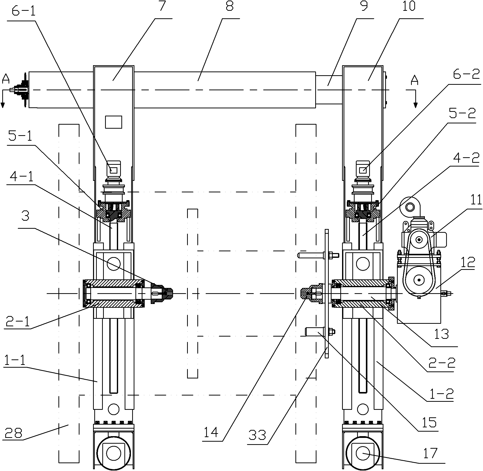 Gantry type ground rail cable winding mechanism