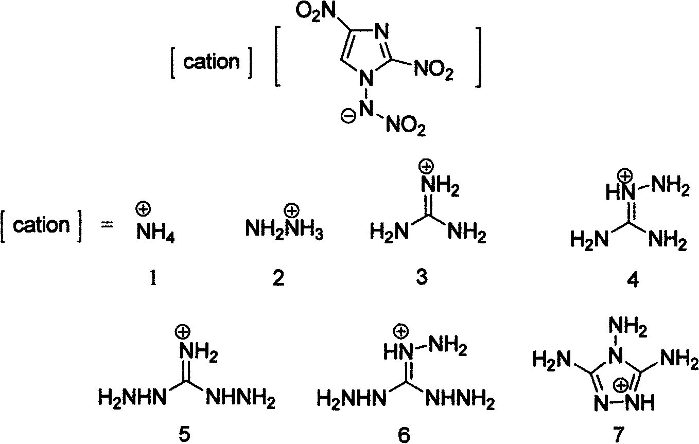 Energetic ion salts of 1-nitramine-2, 4-dimetridazloe and preparation method thereof