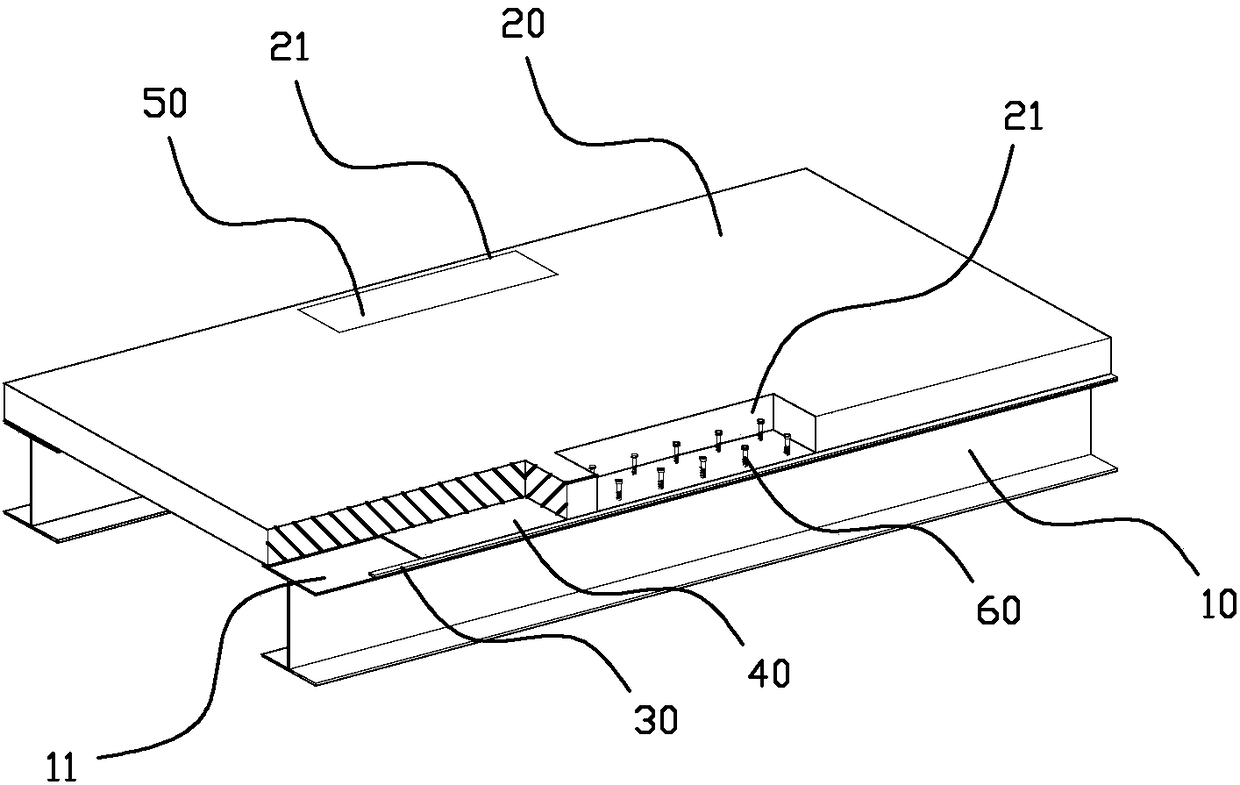 Steel-concrete composite beam structure with composite bonding anchorage shear-resistant joint and production method