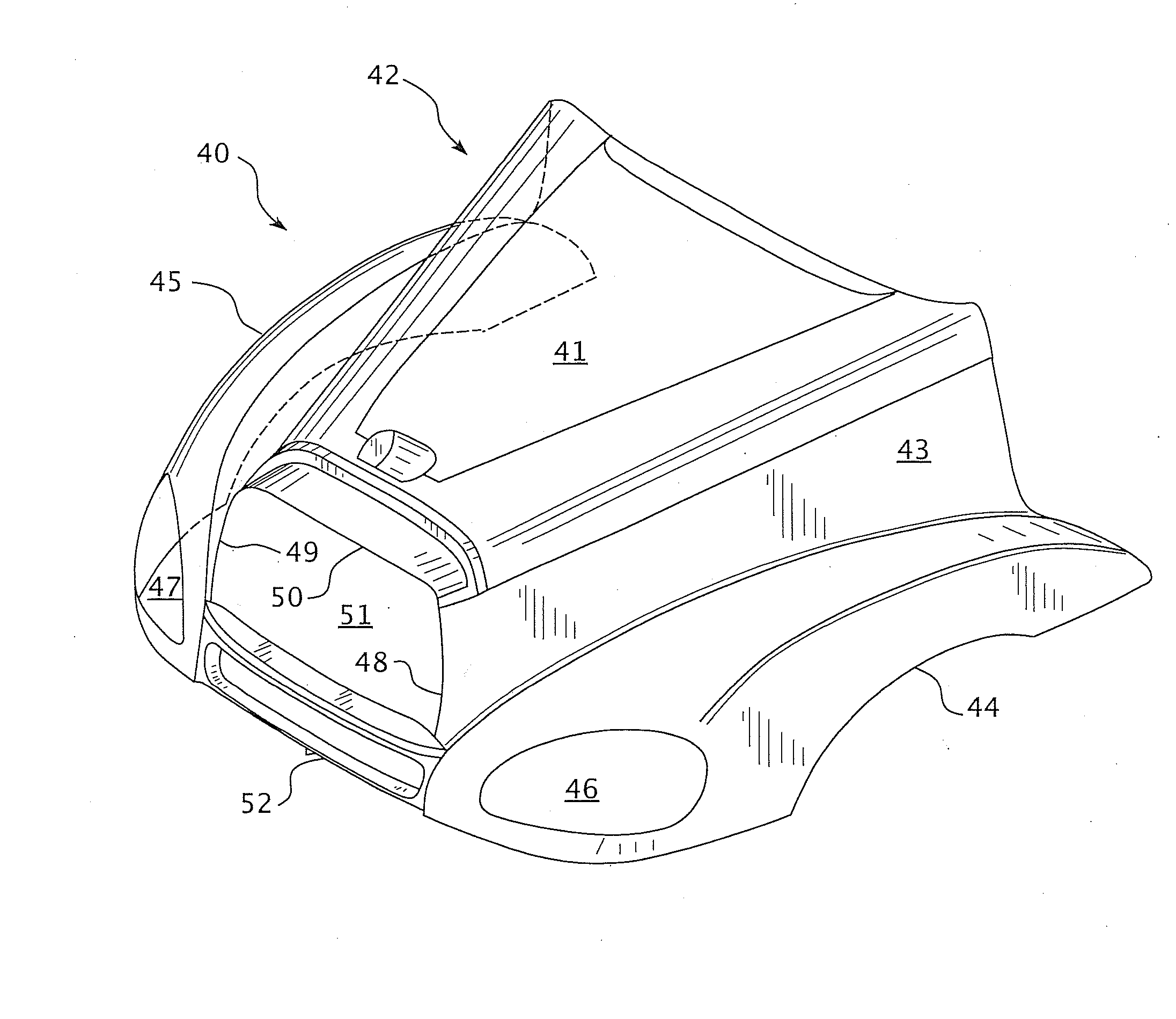 Lightweight hybrid material truck hood