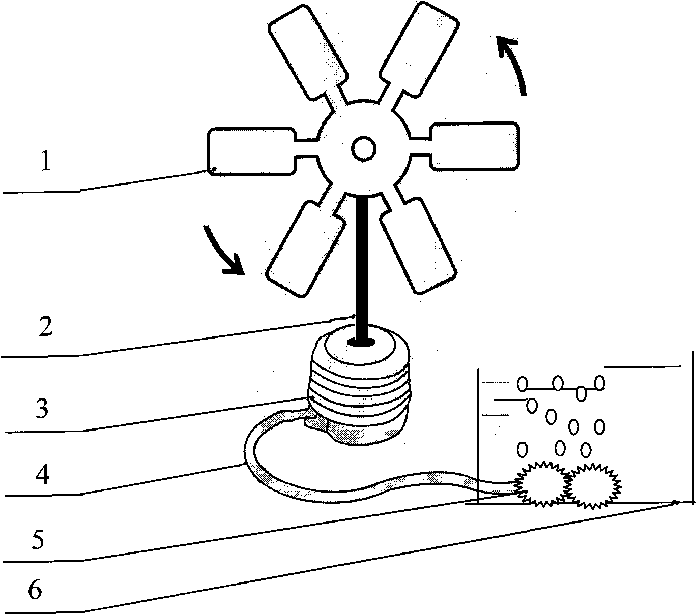 Device and method for automatic wind-power sewage aeration