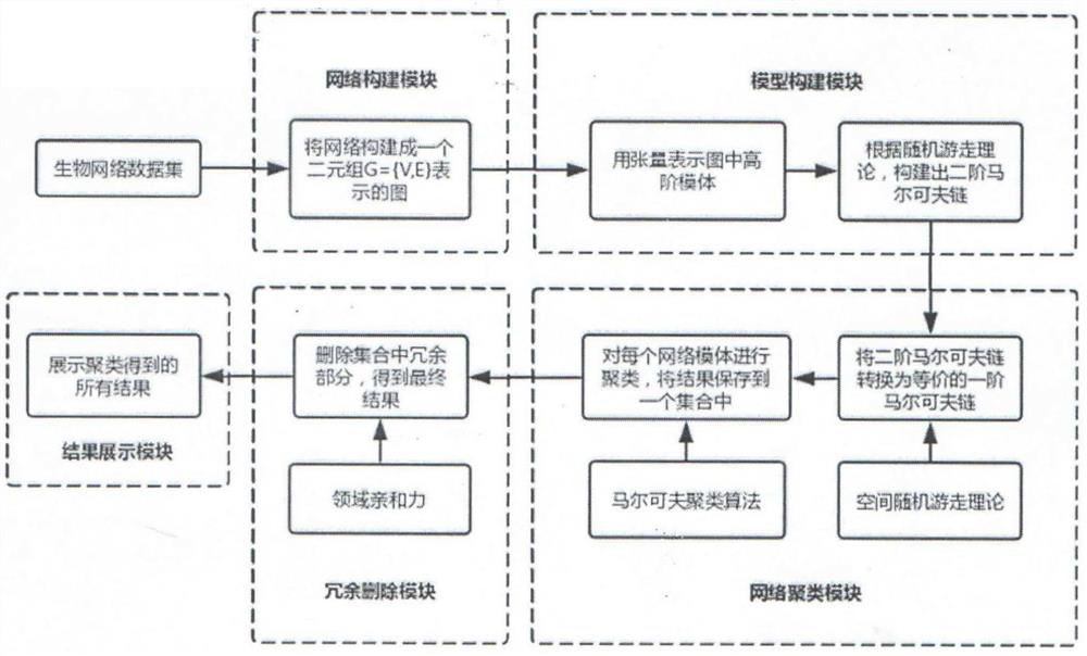 Biological network clustering method and system based on high-order structure