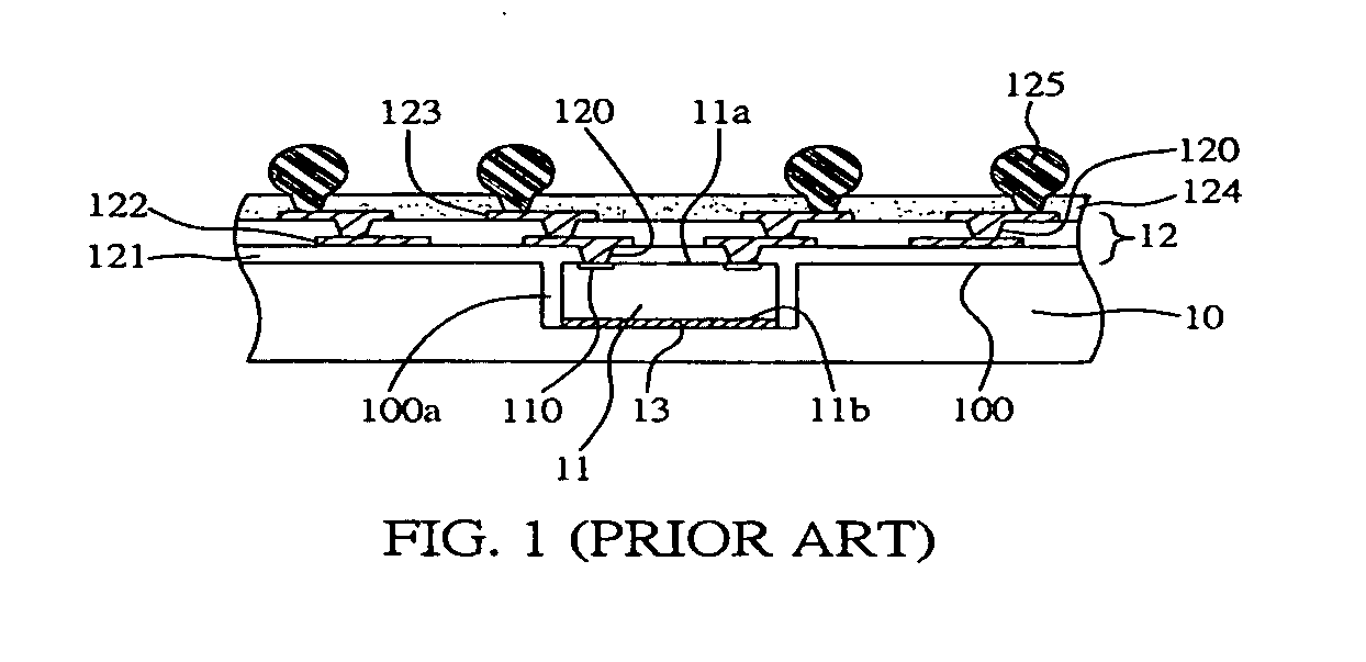 Structure with semiconductor chips embeded therein and method of fabricating same