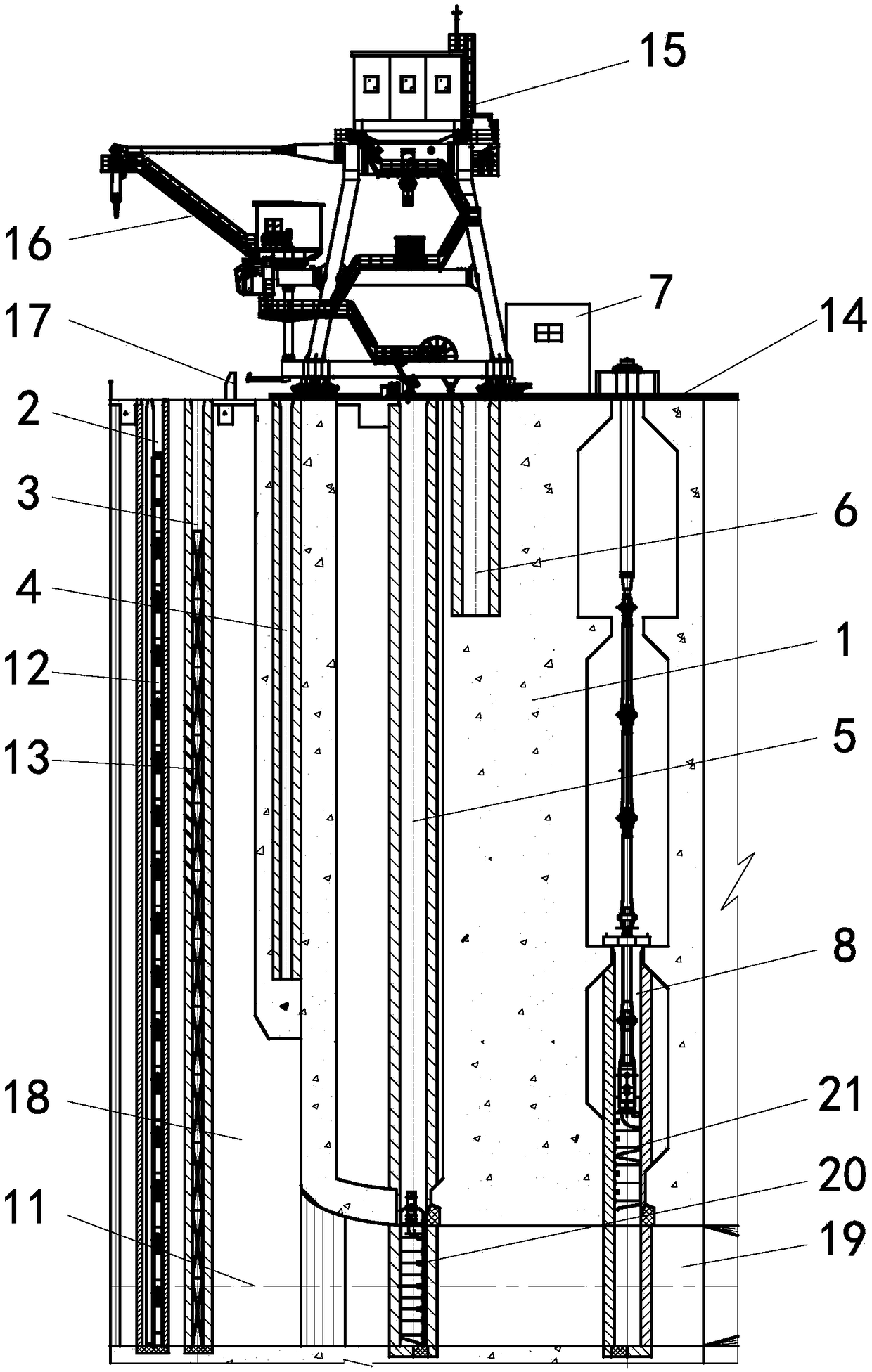 Single-diversion-tunnel water-power engineering hoist arrangement structure