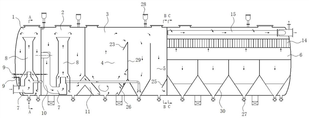 Self-circulation high-density suspended sludge filtering and settling device and water treatment system