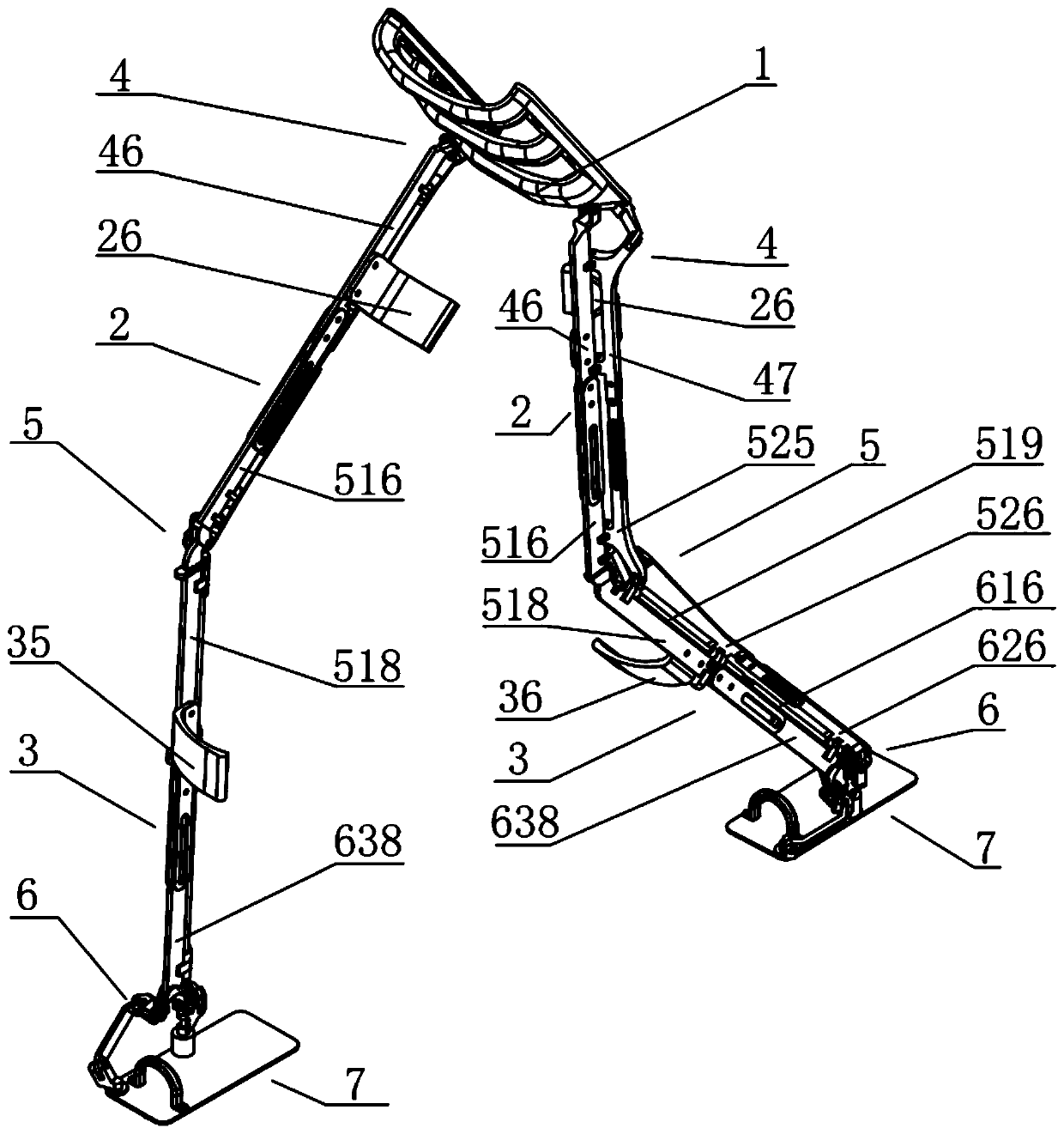 Auxiliary-supporting lower limb exoskeleton robot