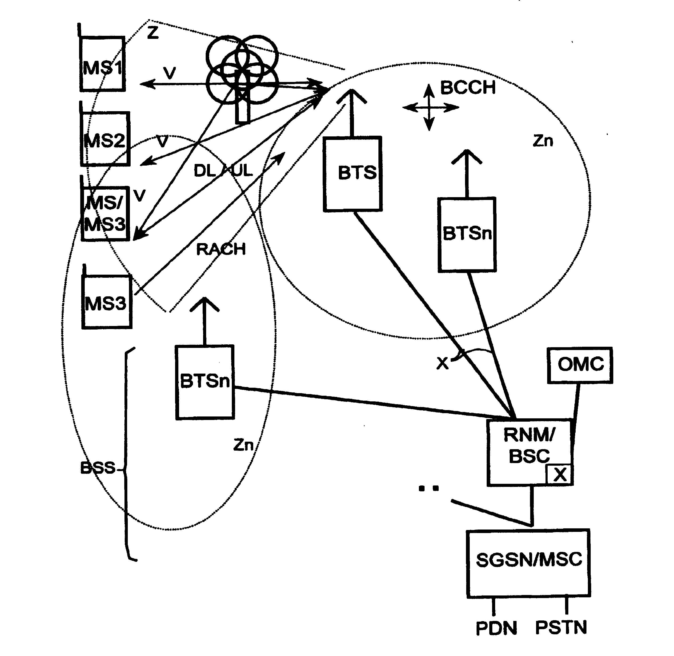 Method and device for localising packet data service-capable radio stations in a communication system