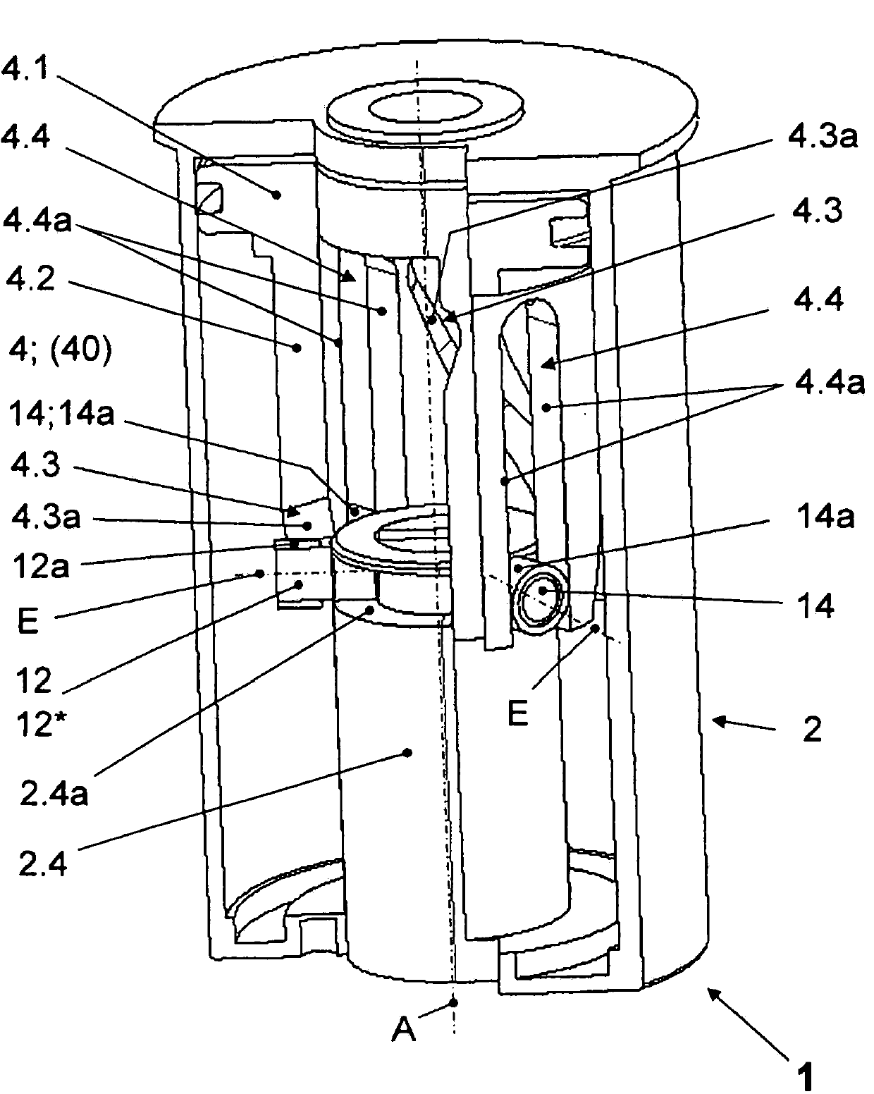 Actuating device for a rotatable closure part of a valve