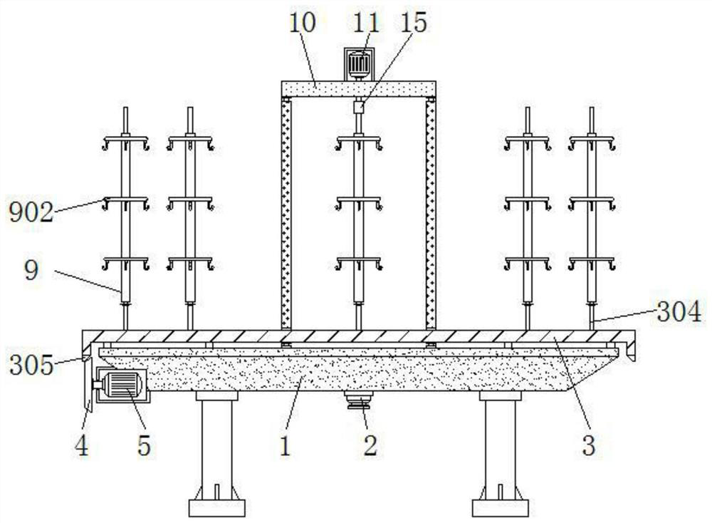 A roasting device for processing salted salted duck with convenient centralized loading and unloading