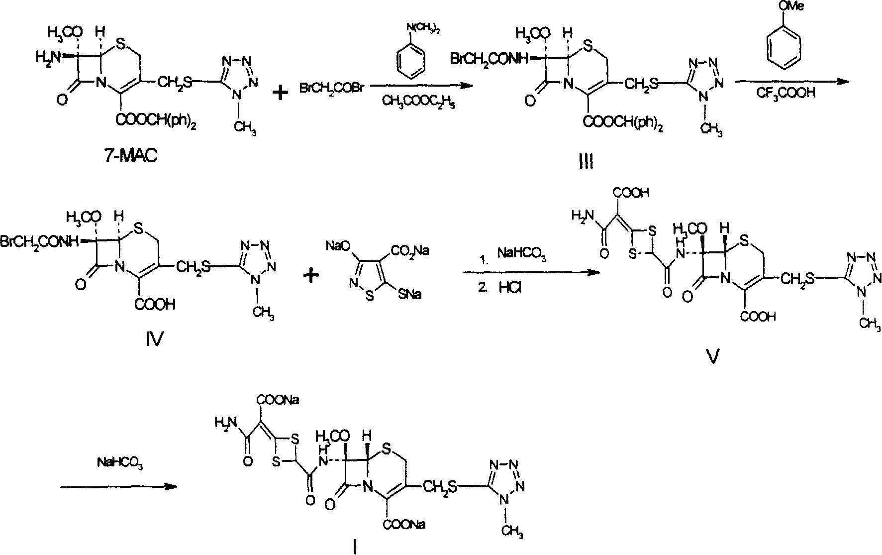 Method for preparing cefotetan bisodium