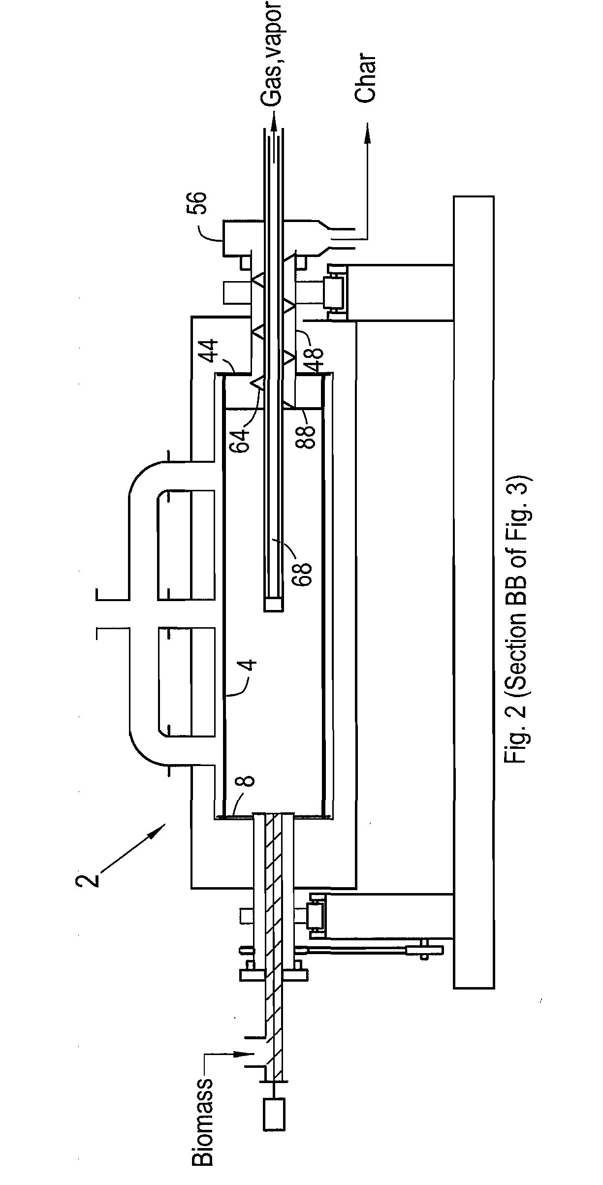 Method and apparatus for fast pyrolysis of biomass in rotary kilns