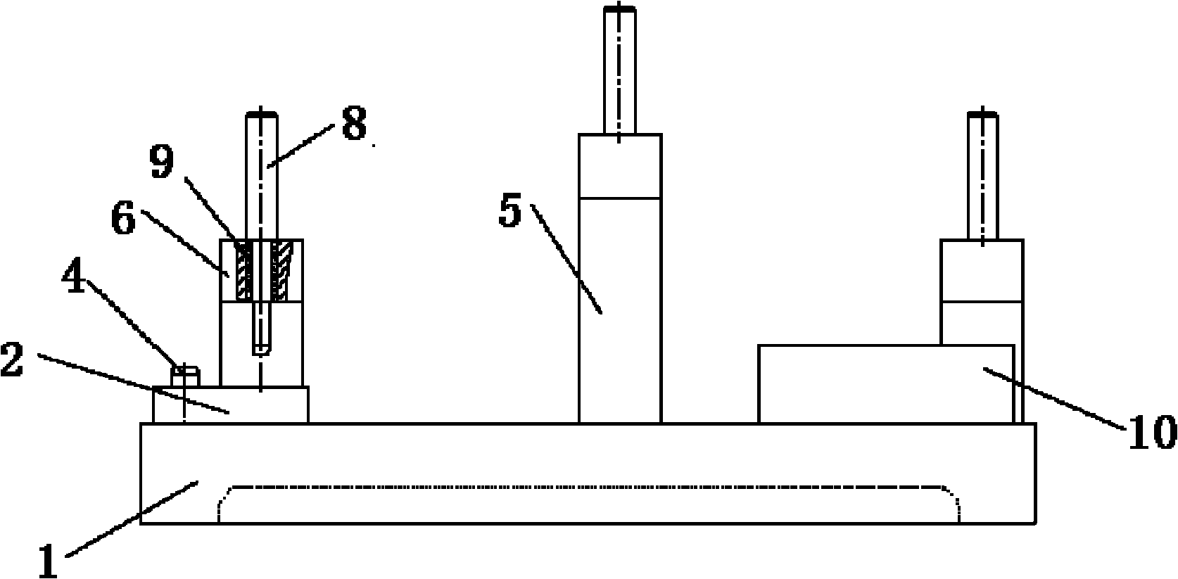 Testing fixture of position accuracy of back hole of exhaust pipe