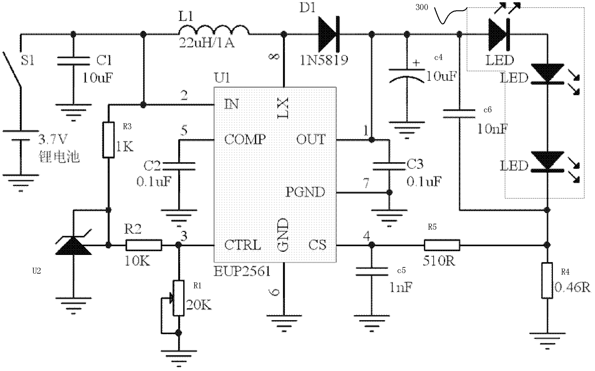 Light-emitting diode (LED) driving circuit and LED lamp