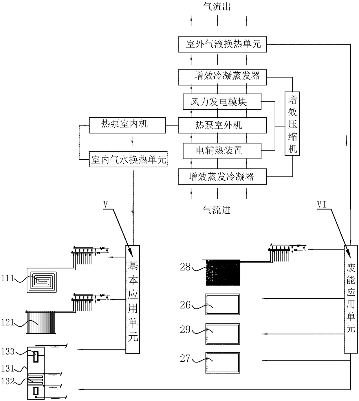 Full-efficiency combined air source heat pump system