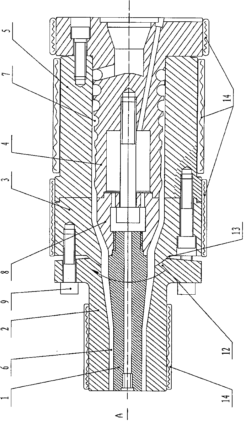 Extrusion mould head for plastic tube