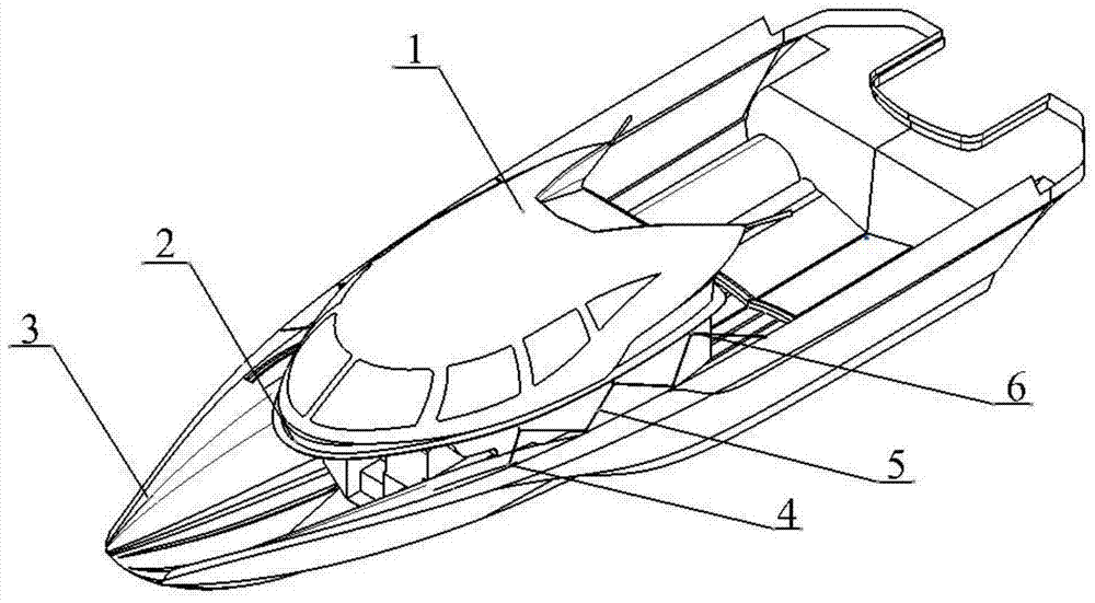 A speedboat with an independent escape cabin module