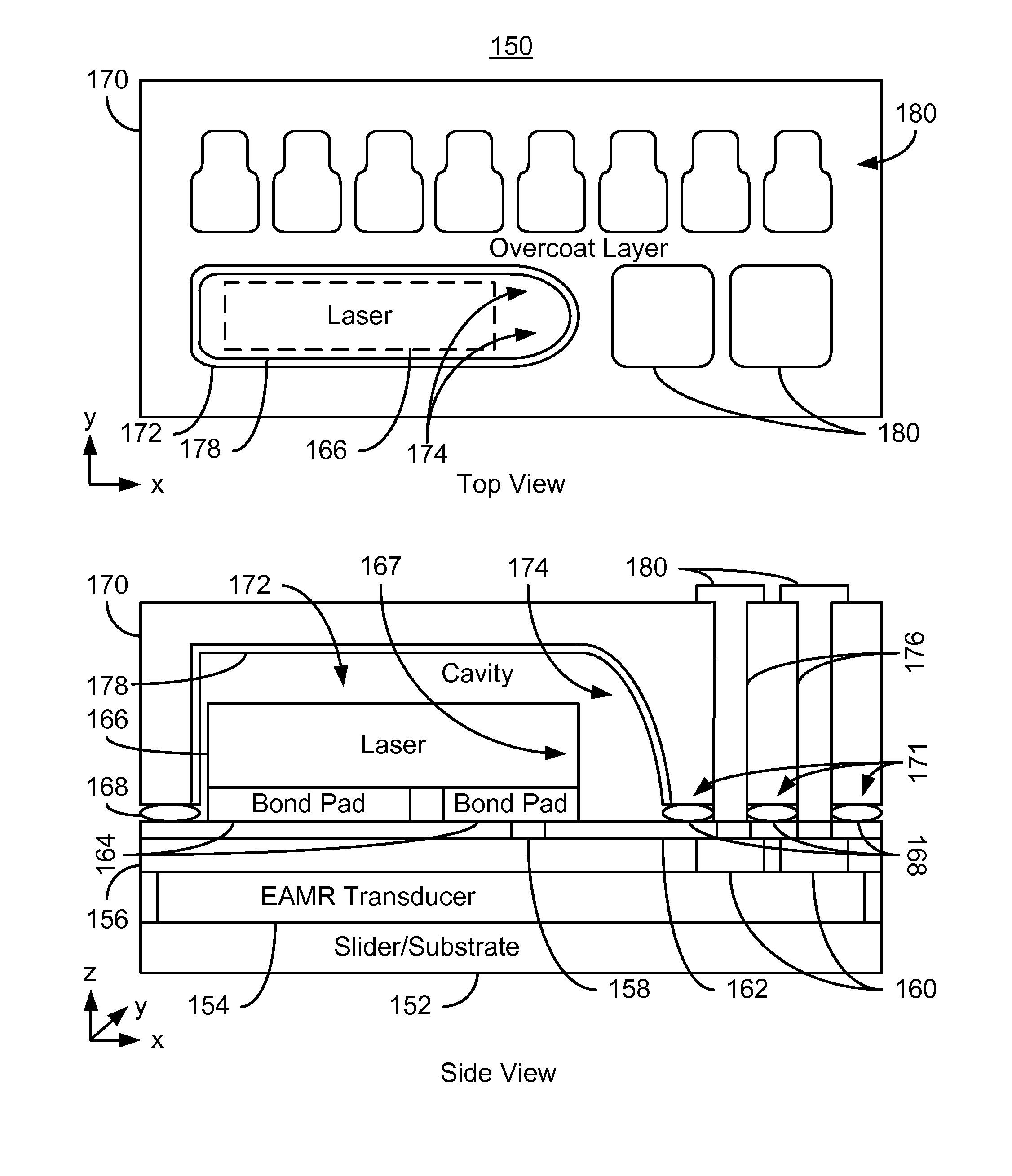 Method and system for providing a molded capping layer for an energy assisted magnetic recording head