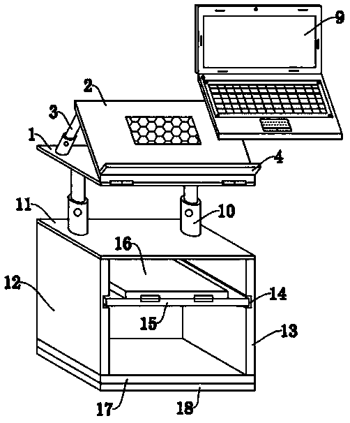 Adjustable office communication equipment placement rack