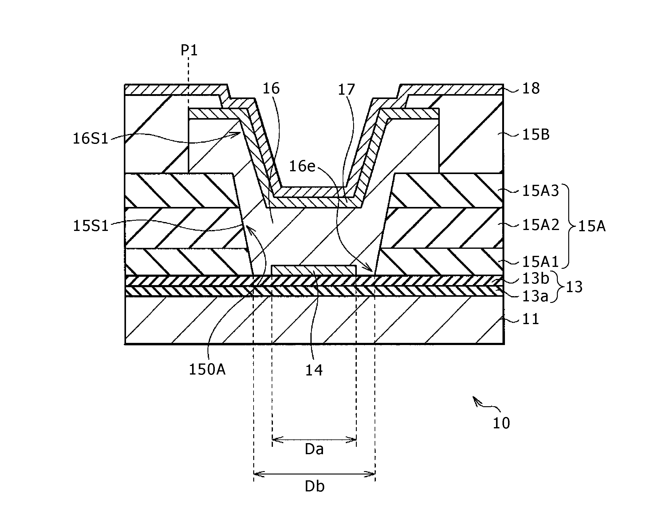 Photoelectric conversion element having a plurality of layered semiconductors and method for manufacturing same