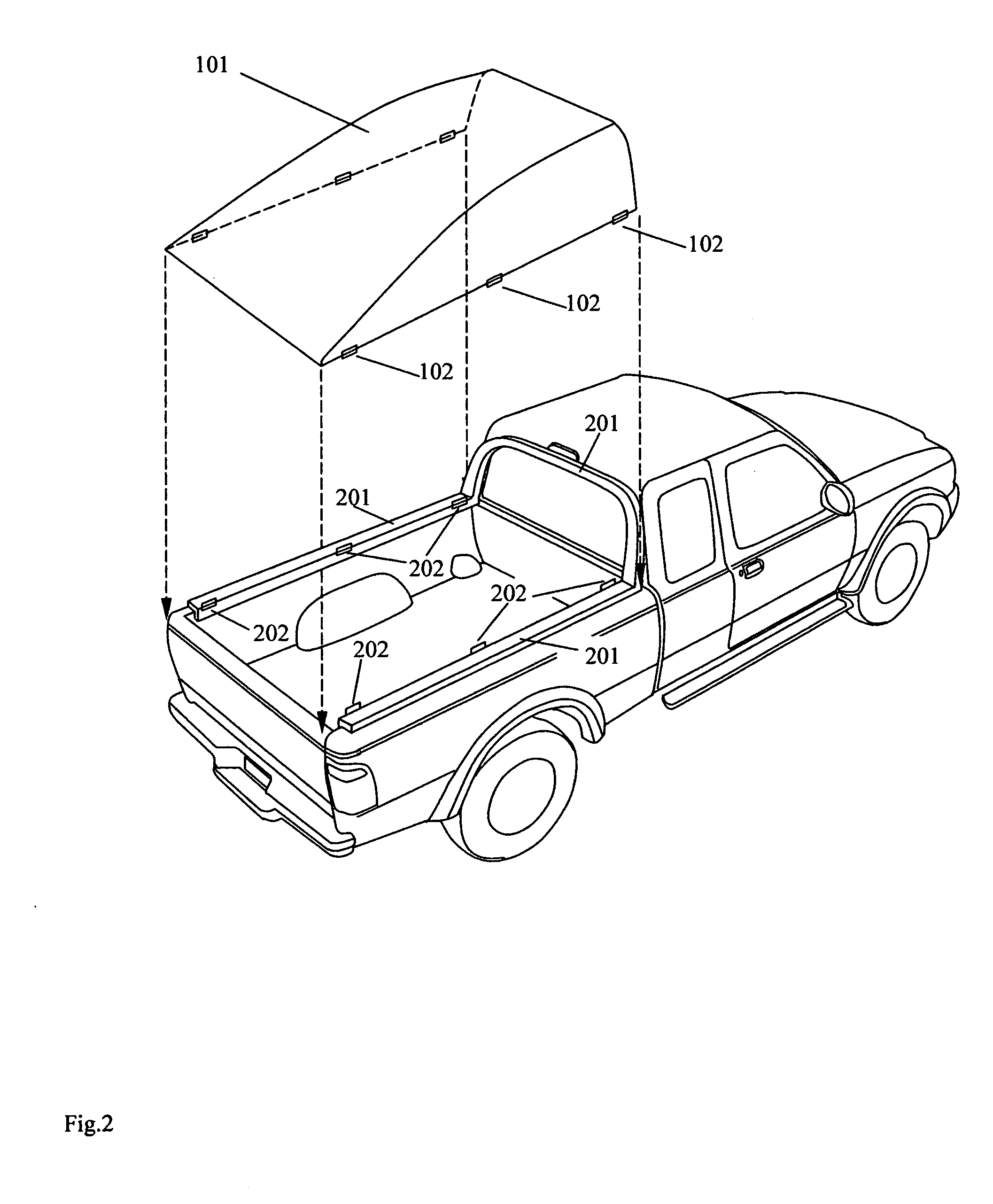 Removable aerodynamic cover for pickup truck