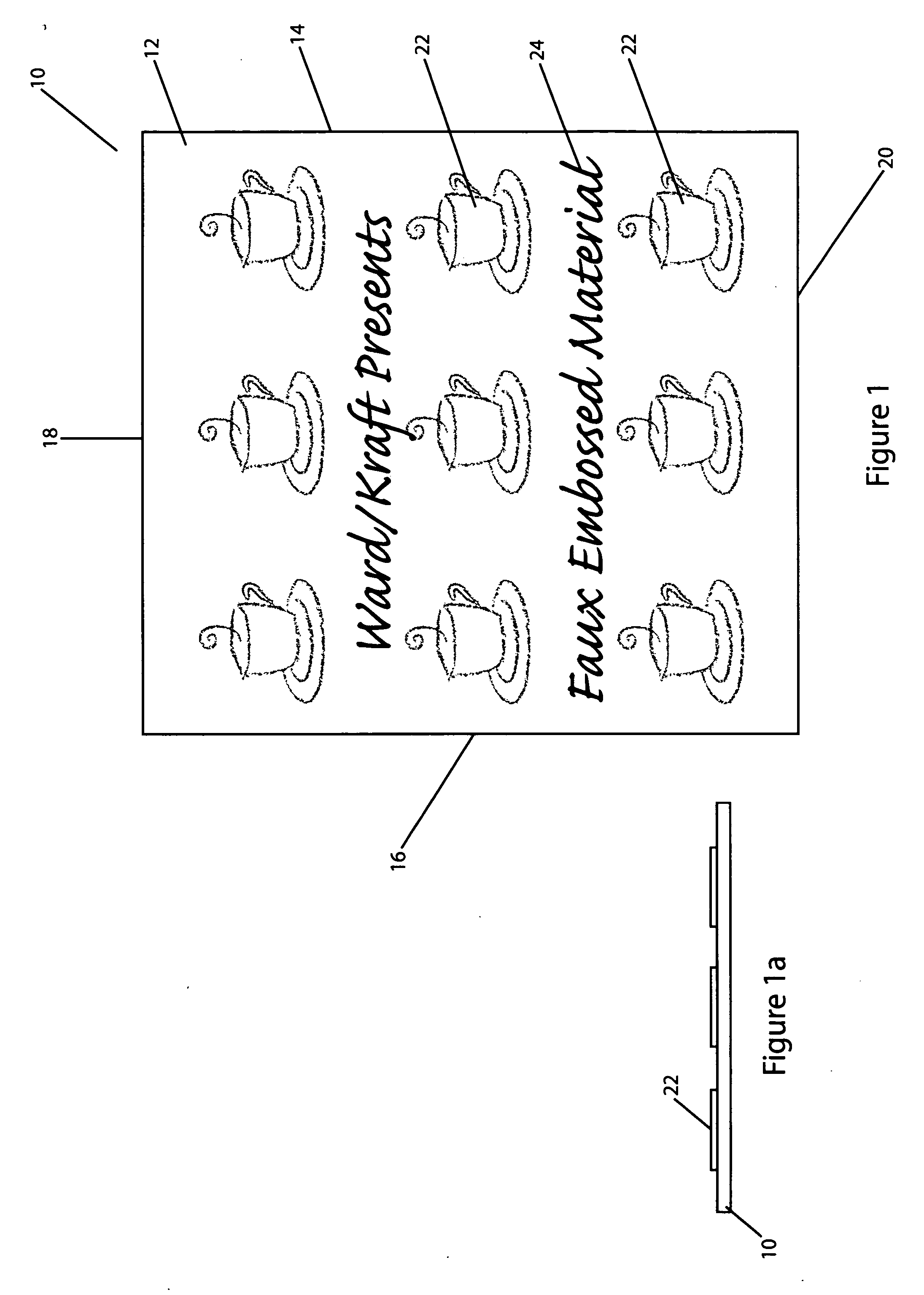 Method of producing faux embossments on business communication substrates and products produced thereby