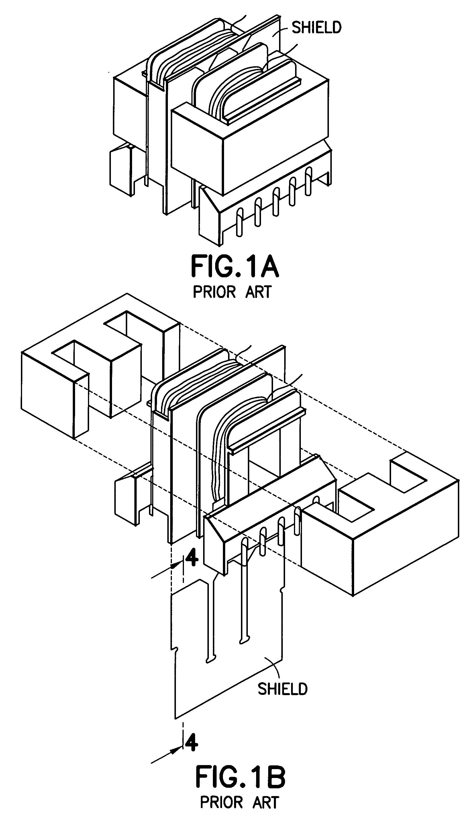 Electrically decoupled integrated transformer having at least one grounded electric shield