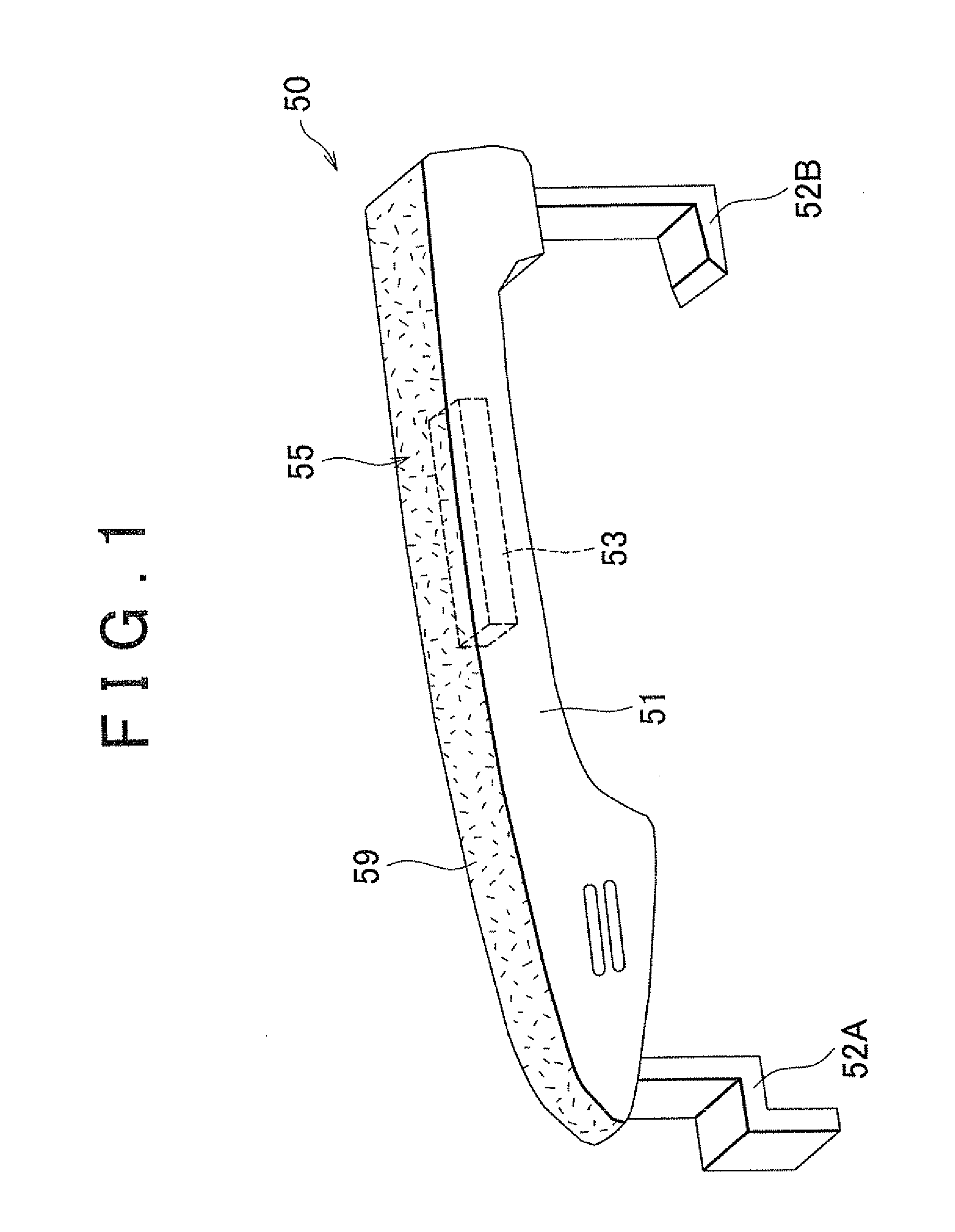 Metallic resin cover and method of producing the same, and door handle for vehicle