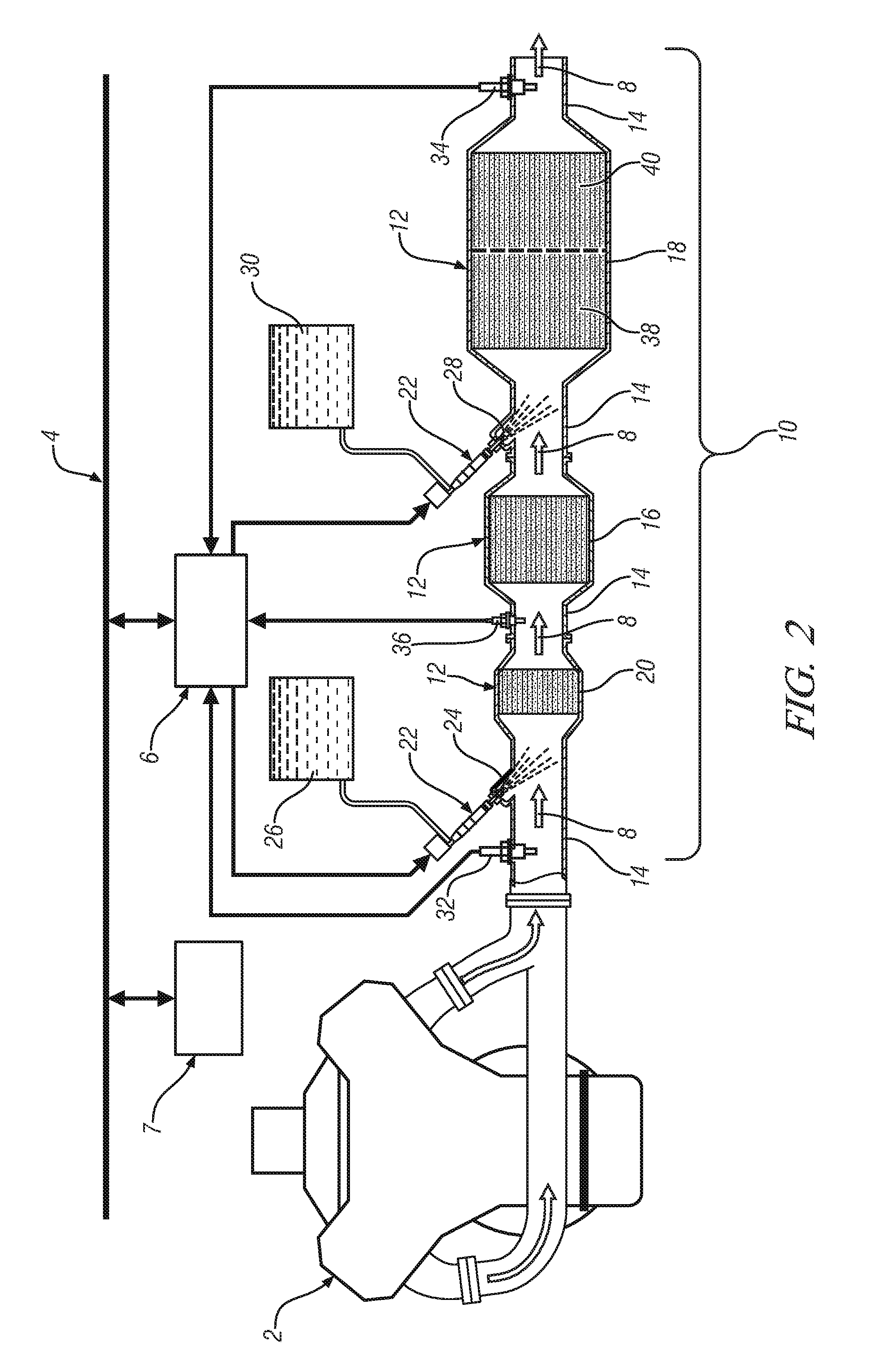 Exhaust gas treatment system including a lean NOX trap and two-way catalyst and method of using the same