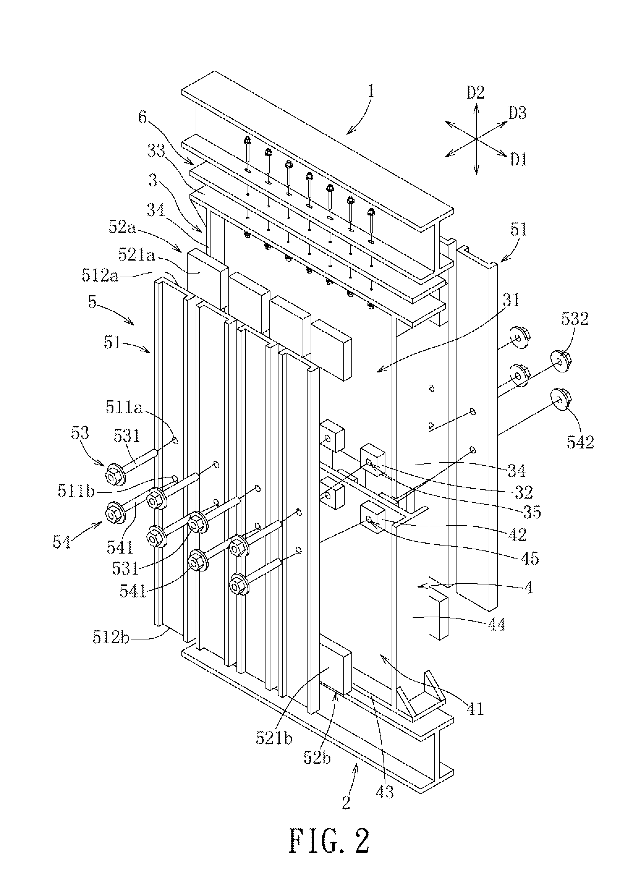Lever viscoelastic damping wall assembly