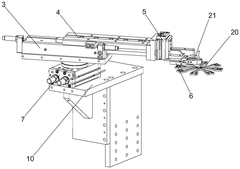 Waste material taking-out mechanical arm of back-end punching machine of injection molding machine