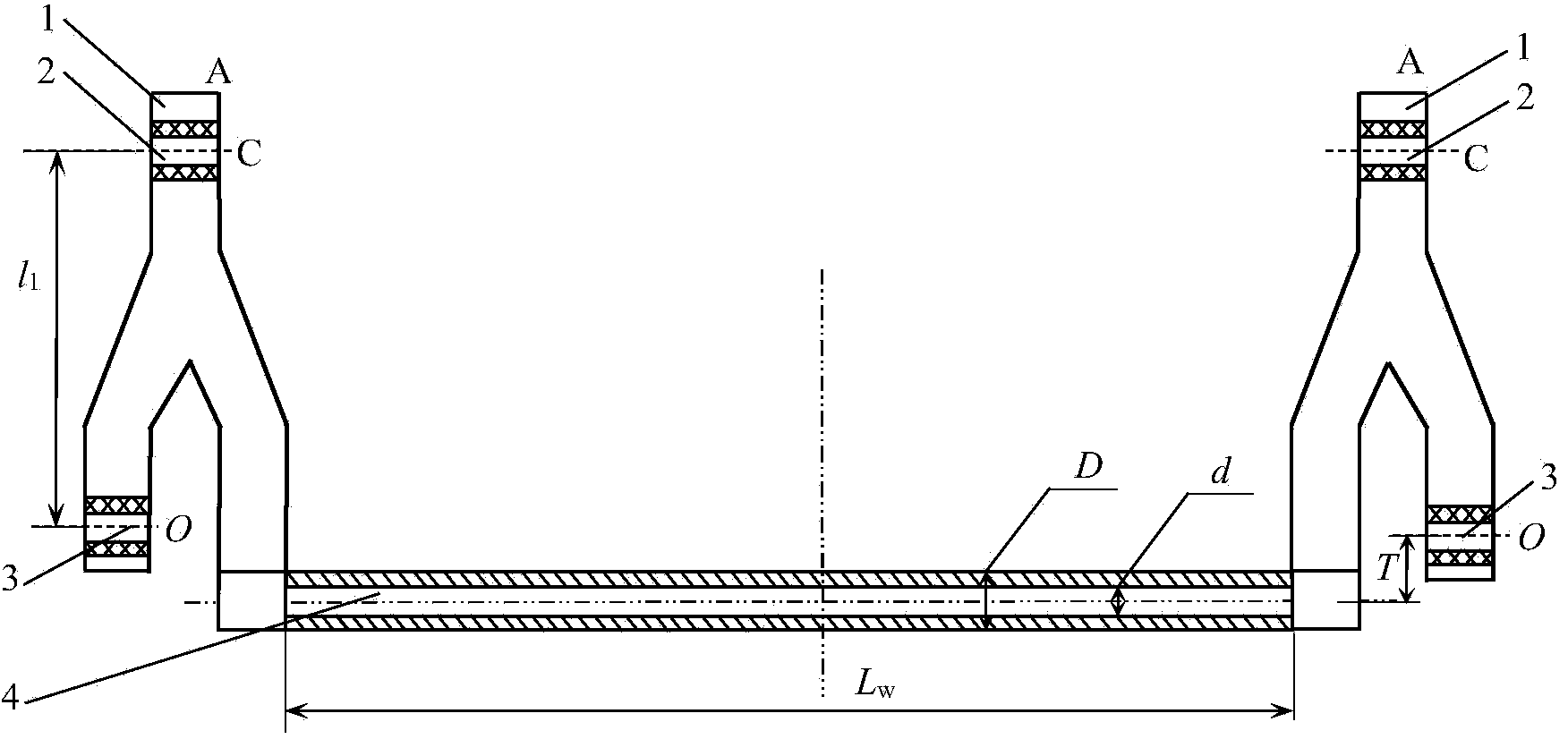 Torque tube stress intensity checking method for externally biased non-coaxial type cab stabilizer bar