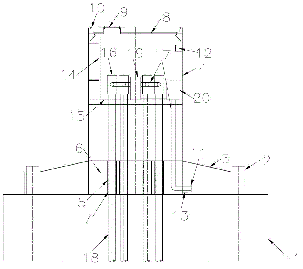 Template type underwater dry-type well head structure