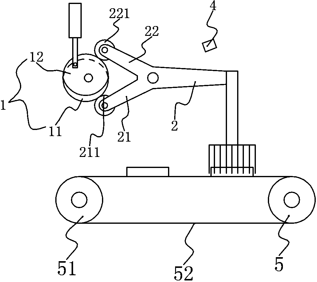 Double-cam food feeding and slicing mechanism