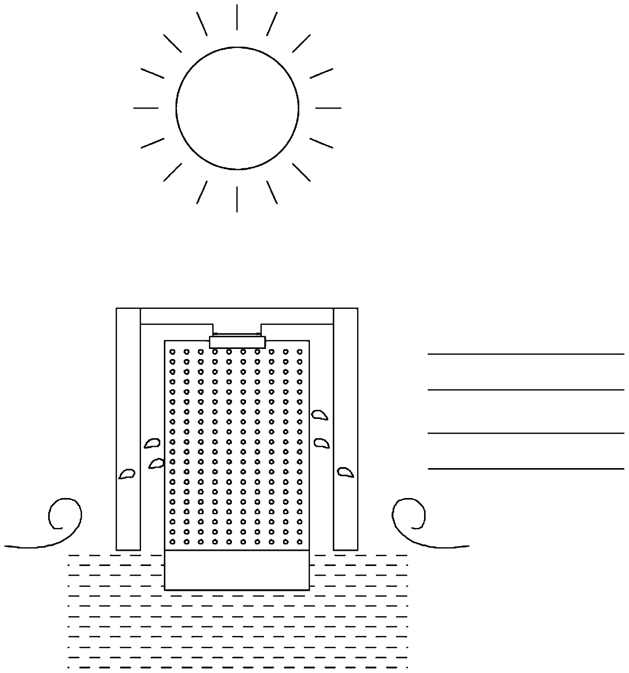 Method and device for accelerating salt-making brine evaporating by using vertical plate water absorption photo-thermal material array