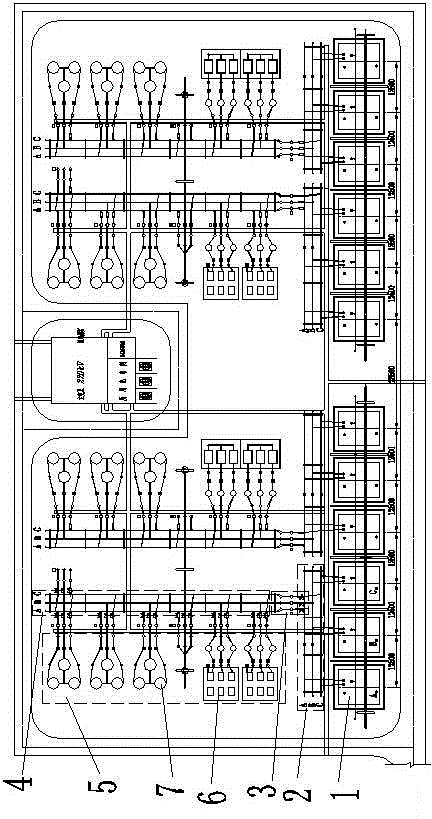 35kv side structure of compact 500kv main transformer