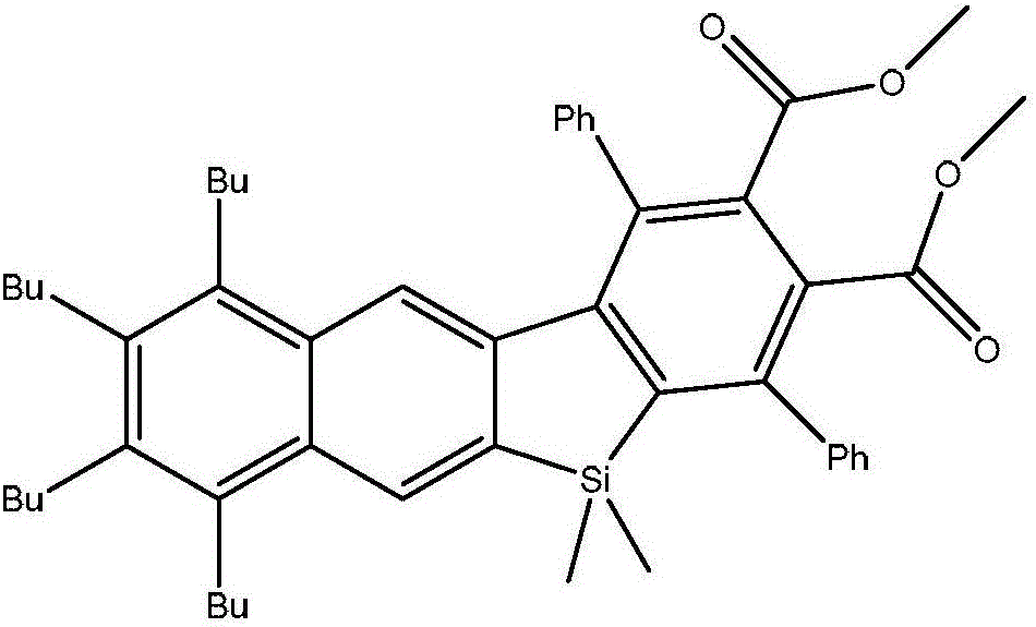 Benzene and naphtho-silole derivative organic photoelectric material and preparation method thereof