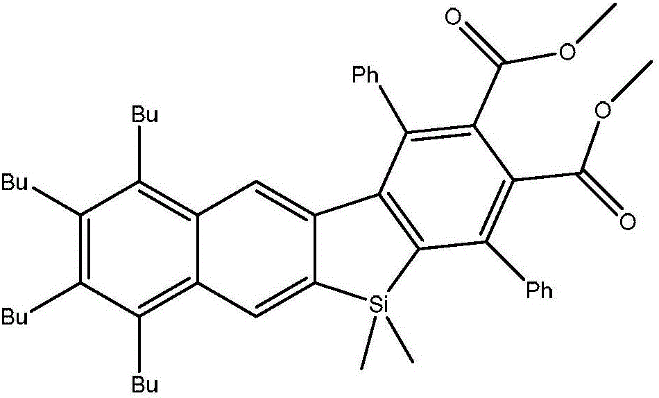 Benzene and naphtho-silole derivative organic photoelectric material and preparation method thereof