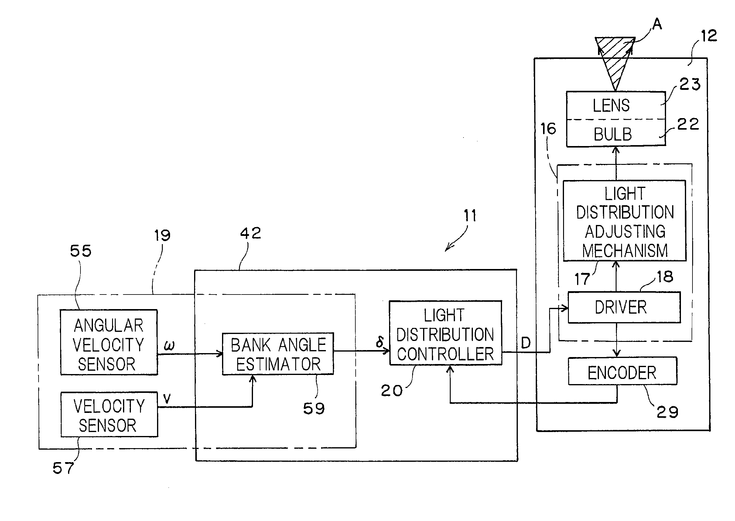 Bank angle detecting device for vehicle