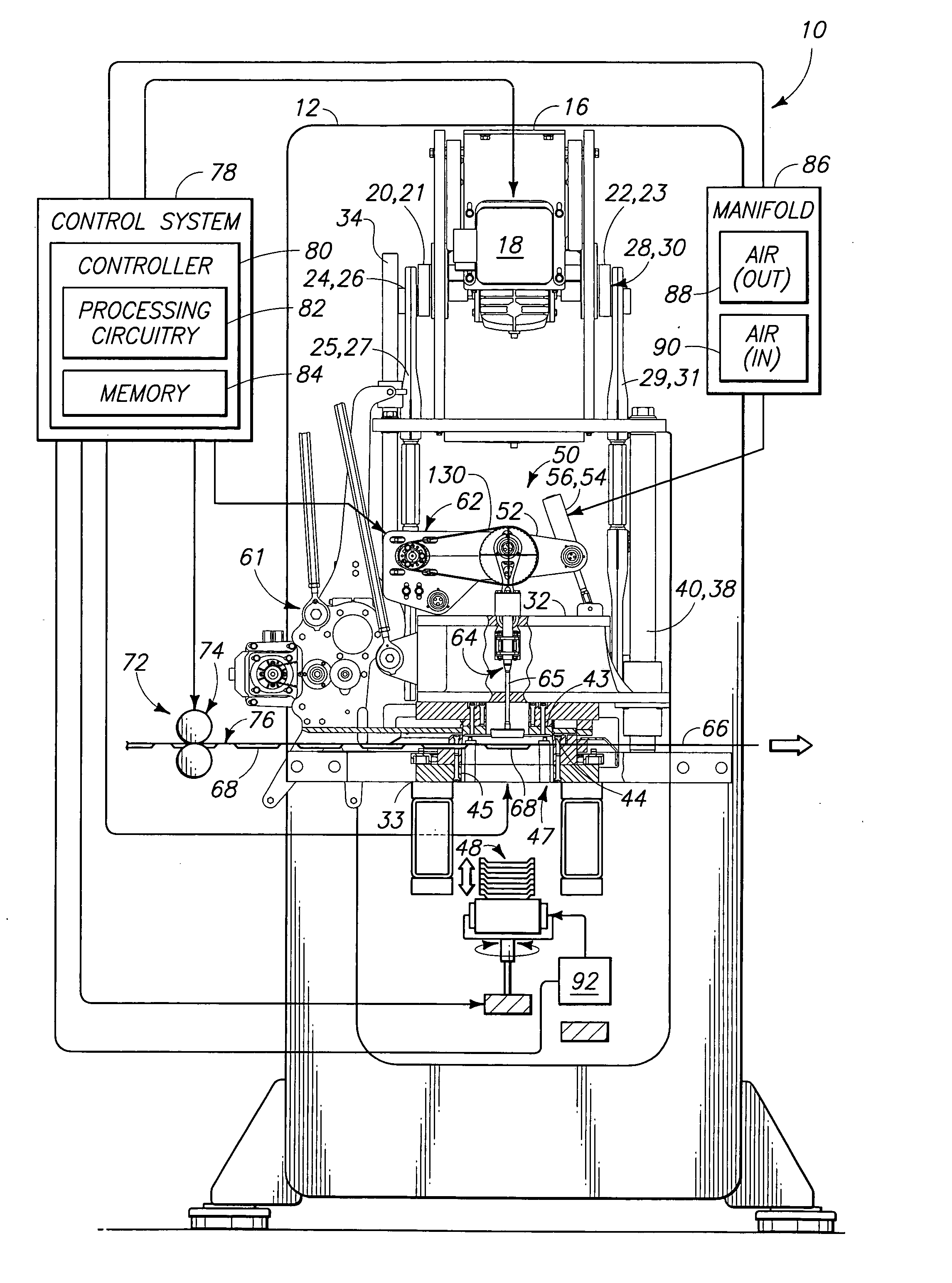 Trim press, article ejecting device, trim press article ejector, and method of stacking and cleaning out thermoformed articles